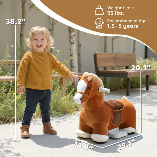 Qaba 6V Battery Powered Ride on Horse with Music, Forward, Foot Pedal, Soft Touch, Washable Cover, for 1.5-5 Years Old - product image 3