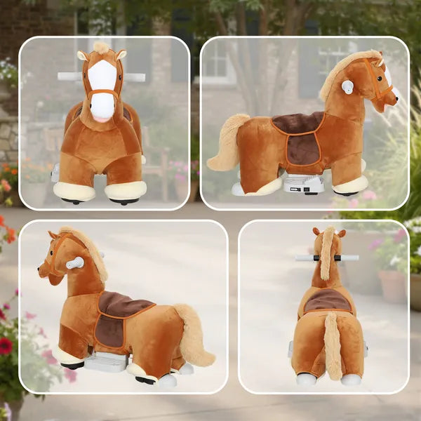 Qaba 6V Battery Powered Ride on Horse with Music, Forward, Foot Pedal, Soft Touch, Washable Cover, for 1.5-5 Years Old - product image 9