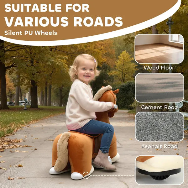 Qaba 6V Battery Powered Ride on Horse with Music, Forward, Foot Pedal, Soft Touch, Washable Cover, for 1.5-5 Years Old - product image 6
