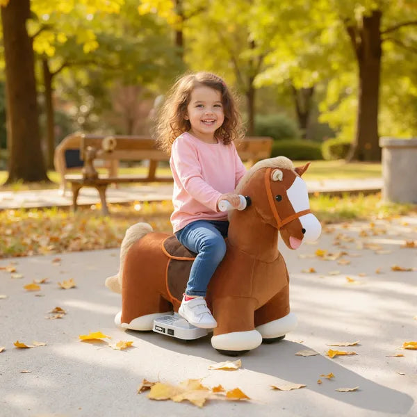 Qaba 6V Battery Powered Ride on Horse with Music, Forward, Foot Pedal, Soft Touch, Washable Cover, for 1.5-5 Years Old - product image 2