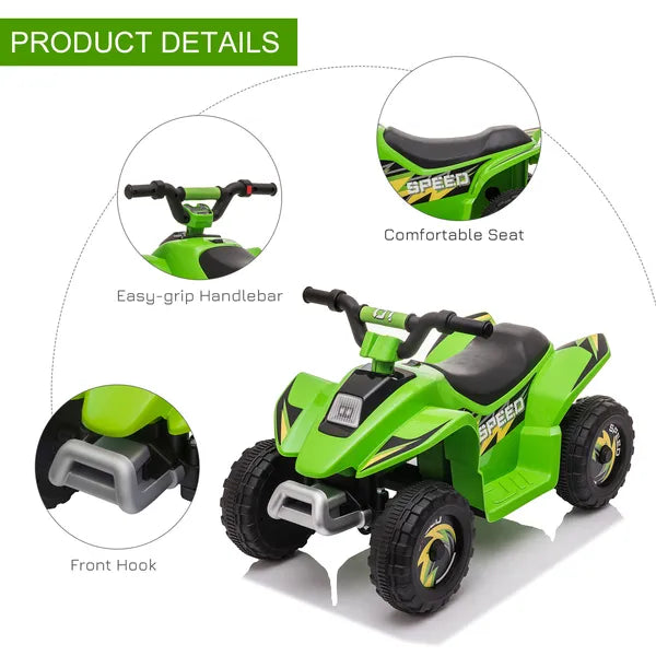 Aosom 6V Kids ATV Ride-On Electric Quad Battery Powered Vehicle with Forward Reverse Switch for Toddlers Green - product image 6