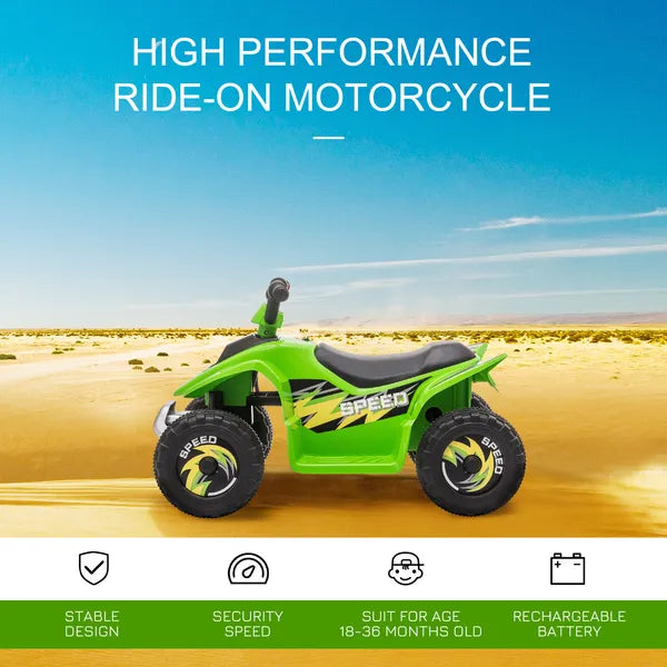 Aosom 6V Kids ATV Ride-On Electric Quad Battery Powered Vehicle with Forward Reverse Switch for Toddlers Green - product image 4