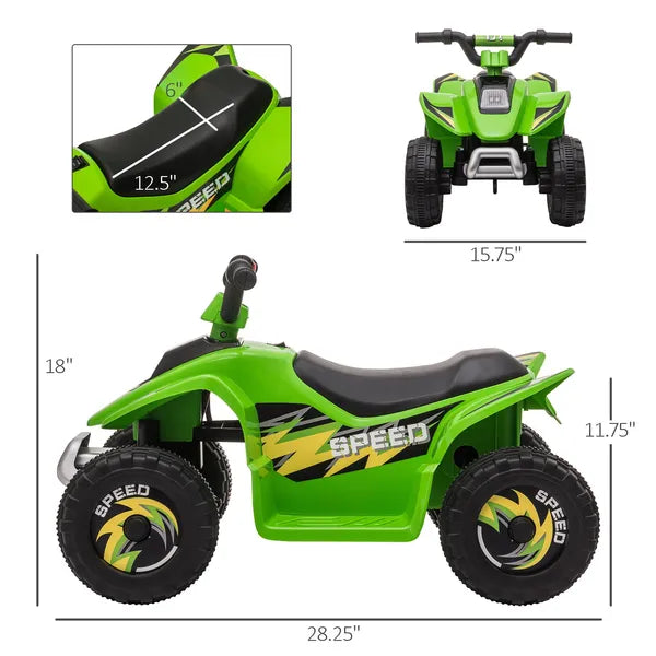 Aosom 6V Kids ATV Ride-On Electric Quad Battery Powered Vehicle with Forward Reverse Switch for Toddlers Green - product image 3