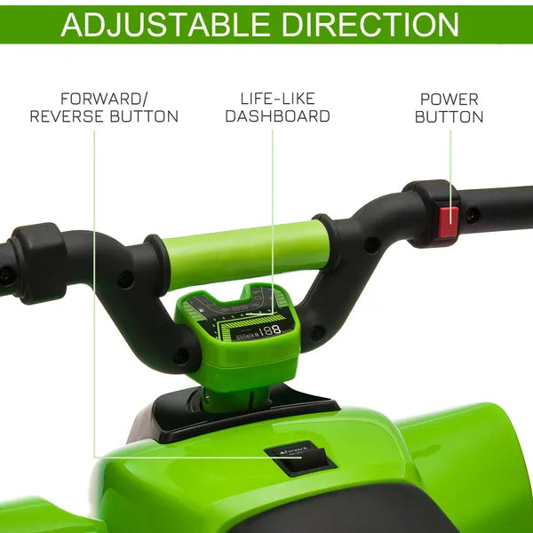 Aosom 6V Kids ATV Ride-On Electric Quad Battery Powered Vehicle with Forward Reverse Switch for Toddlers Green - product image 5