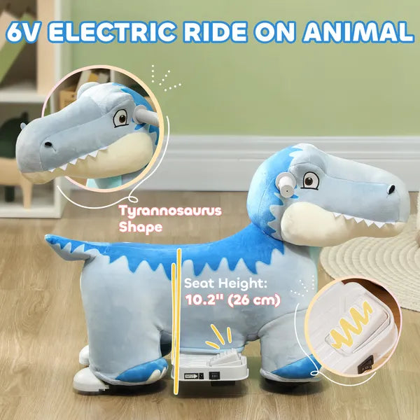 6V Kids Electric Ride on Animal Tyrannosaurus with Music Forward for Aged 18-36 Months, Blue - product image 4