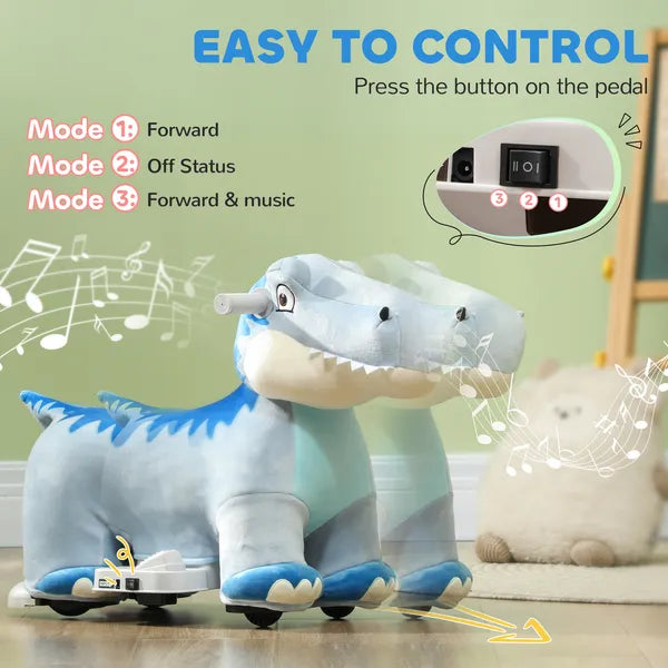 6V Kids Electric Ride on Animal Tyrannosaurus with Music Forward for Aged 18-36 Months, Blue - product image 6