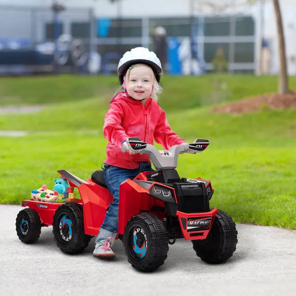 Aosom Kids 6V Ride-On Car with Trailer Red for Ages 18-36 Months - product image 2