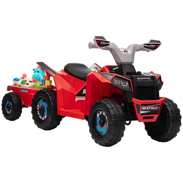 Aosom Kids 6V Ride-On Car with Trailer Red for Ages 18-36 Months - product image 1