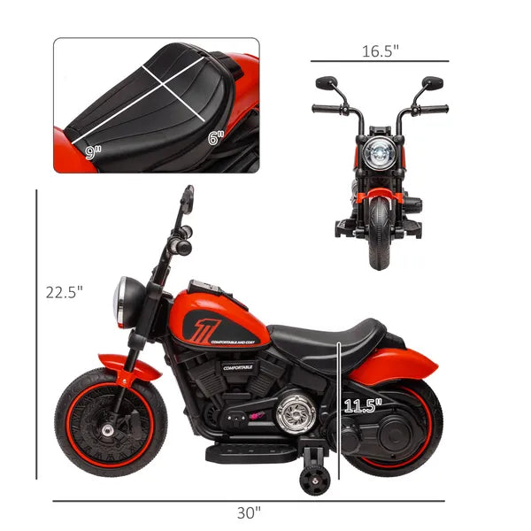 6V Ride-on Motorcycle for Kids with Training Wheels Red Battery-Operated Motorbike Single-Button Start - product image 3