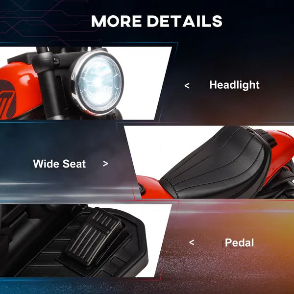 6V Ride-on Motorcycle for Kids with Training Wheels Red Battery-Operated Motorbike Single-Button Start - product image 7