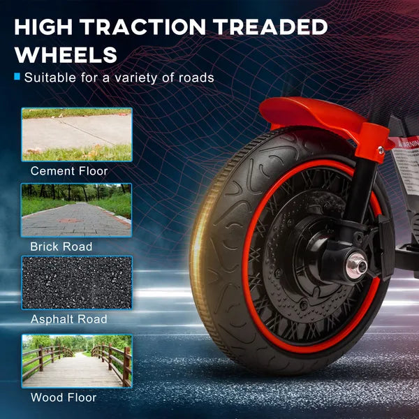 6V Ride-on Motorcycle for Kids with Training Wheels Red Battery-Operated Motorbike Single-Button Start - product image 6