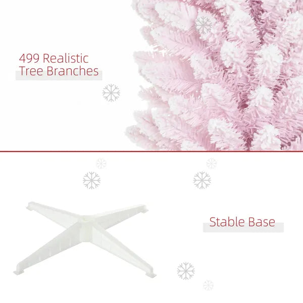 HOMCOM 7' Decorated Christmas Tree Snow Flocked Artificial Christmas Tree with Pencil Shape, Realistic Branches, Pink - product image 7