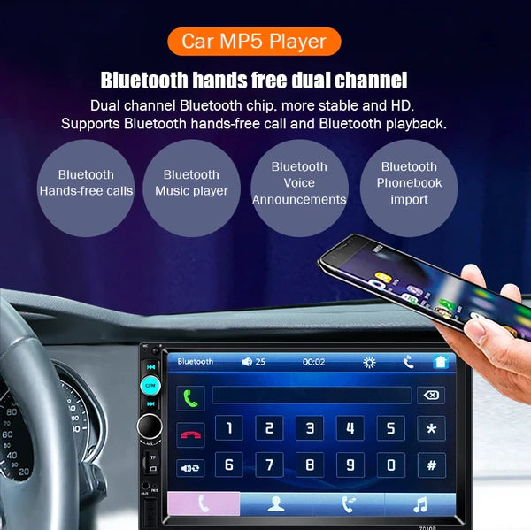 7 Inch Double DIN Bluetooth Car MP5 Player Touchscreen Stereo with Backup Camera - product view 5