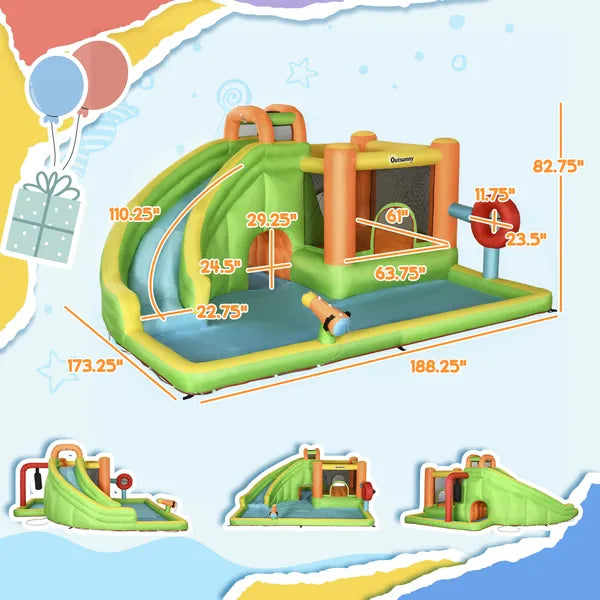 7 in 1 Inflatable Water Slide Bounce House with 750W Air Blower - product image 2