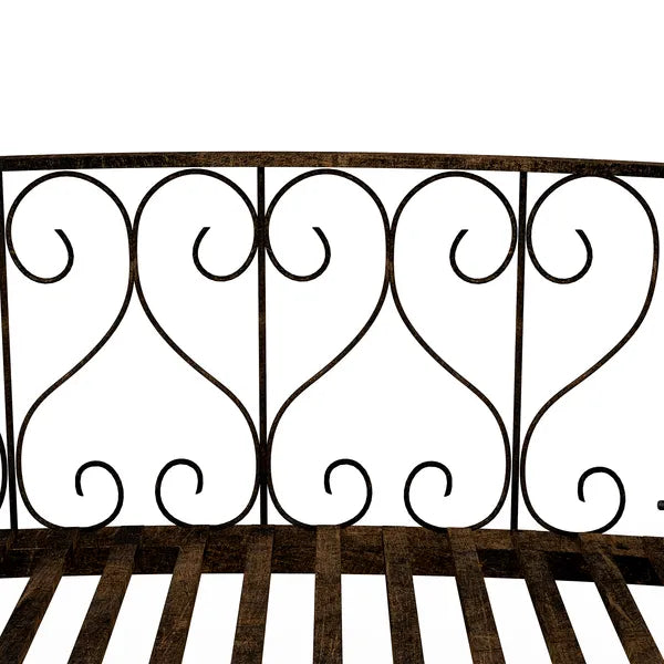 7' Metal Arch Garden Bridge Arc Footbridge with Side Railings Decorative Scrollwork, Bronze - product image 8
