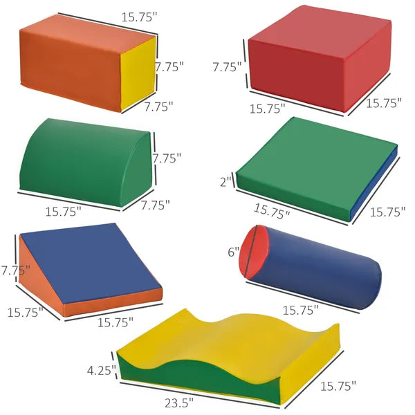 7 Piece Kids Soft Play Blocks, Foam Climb and Crawl Gym Toy, Building and Stacking Blocks - product image 3