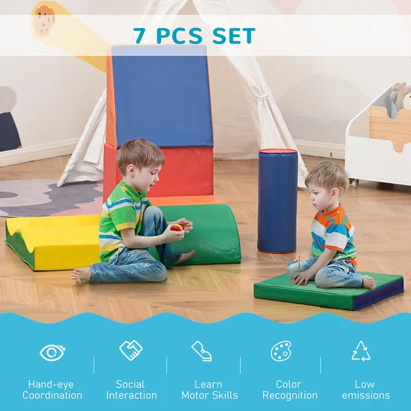 7 Piece Kids Soft Play Blocks, Foam Climb and Crawl Gym Toy, Building and Stacking Blocks - product image 4