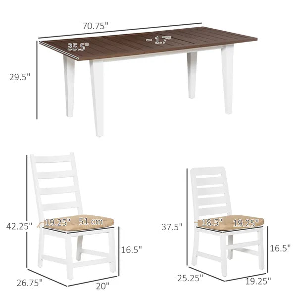 Outsunny 7 Piece Patio Dining Set with Umbrella Hole, Aluminum Outdoor Furniture Set with 6 Chairs and Cushions for Garden, Backyard, or Poolside - product image 3