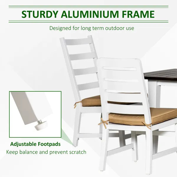 Outsunny 7 Piece Patio Dining Set with Umbrella Hole, Aluminum Outdoor Furniture Set with 6 Chairs and Cushions for Garden, Backyard, or Poolside - product image 7