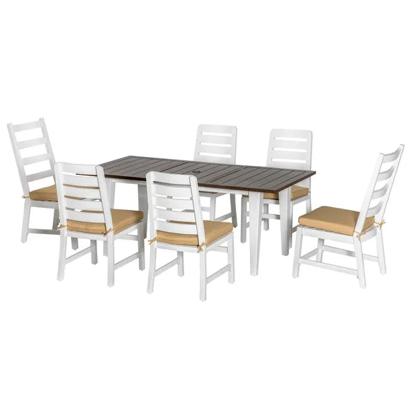 Outsunny 7 Piece Patio Dining Set with Umbrella Hole, Aluminum Outdoor Furniture Set with 6 Chairs and Cushions for Garden, Backyard, or Poolside - product image 11