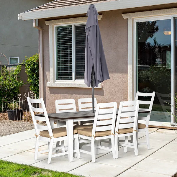 Outsunny 7 Piece Patio Dining Set with Umbrella Hole, Aluminum Outdoor Furniture Set with 6 Chairs and Cushions for Garden, Backyard, or Poolside - product image 2