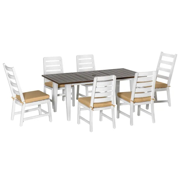 Outsunny 7 Piece Patio Dining Set with Umbrella Hole, Aluminum Outdoor Furniture Set with 6 Chairs and Cushions for Garden, Backyard, or Poolside - product image 1