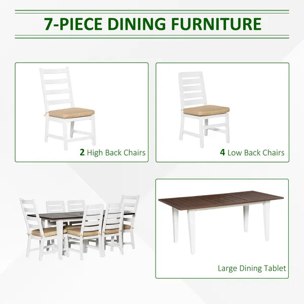 Outsunny 7 Piece Patio Dining Set with Umbrella Hole, Aluminum Outdoor Furniture Set with 6 Chairs and Cushions for Garden, Backyard, or Poolside - product image 4