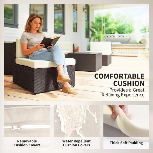 Outsunny 7 Piece Patio Furniture Set, All Weather PE Rattan Outdoor Furniture Conversation Sets with Glass Top Coffee Table - product image 4