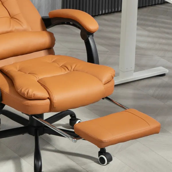 7-Point Massage Office Chair, High Back Massaging Desk Chair with Lumbar Support, Footrest, for Home Office, Light Brown - product image 9