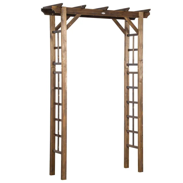 Outsunny 7' Wooden Steel Garden Arbor with Fir Wood and Side Panel for Wedding and Ceremony Garden Arched Trellis for Climbing Vines, Carbonized - product image 12