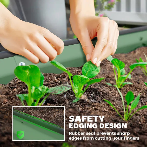 Outsunny 7' x 3' x 1' Raised Garden Bed Set, 2PCS Raised Beds for Gardening with Metal Plant Stakes, Green - product image 6