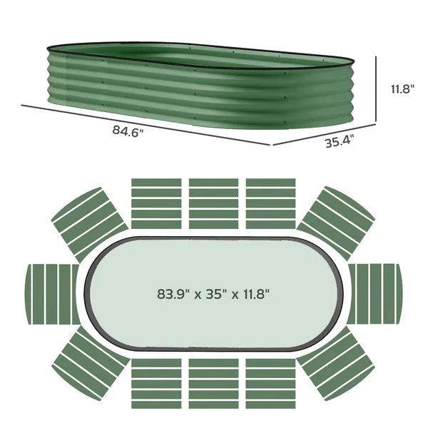 Outsunny 7' x 3' x 1' Raised Garden Bed Set, 2PCS Raised Beds for Gardening with Metal Plant Stakes, Green - product image 3