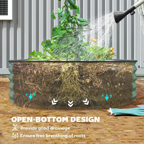 Outsunny 7' x 3' x 1' Raised Garden Bed Set, 2PCS Raised Beds for Gardening with Metal Plant Stakes, Green - product image 7