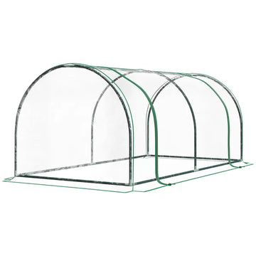 Outsunny 6.6 x 3.3 x 2.6 Ft Mini Greenhouse with 4 Zippered Doors and PVC Cover - product image 1