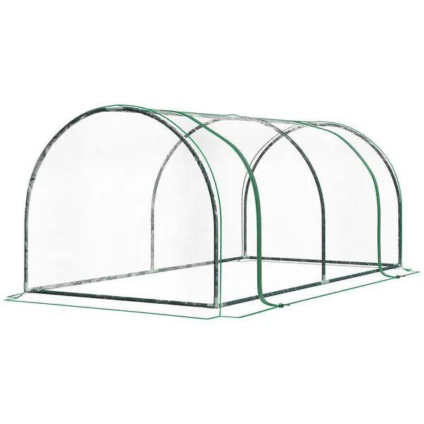 Outsunny 6.6 x 3.3 x 2.6 Ft Mini Greenhouse with 4 Zippered Doors and PVC Cover - product image 1