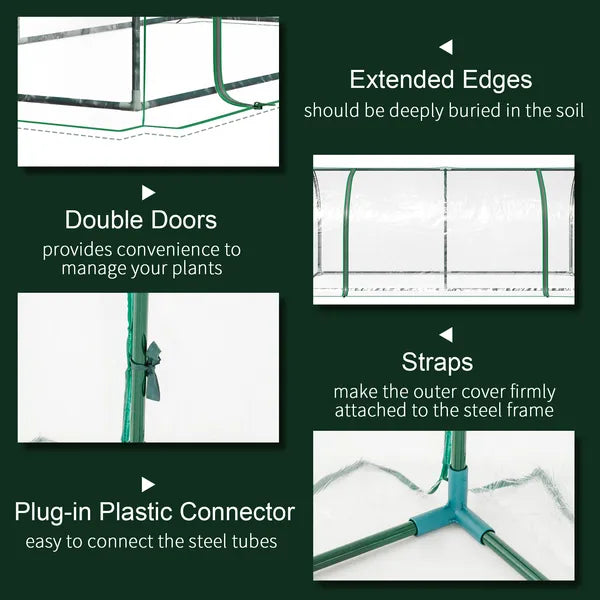 Outsunny 6.6 x 3.3 x 2.6 Ft Mini Greenhouse with 4 Zippered Doors and PVC Cover - product image 4