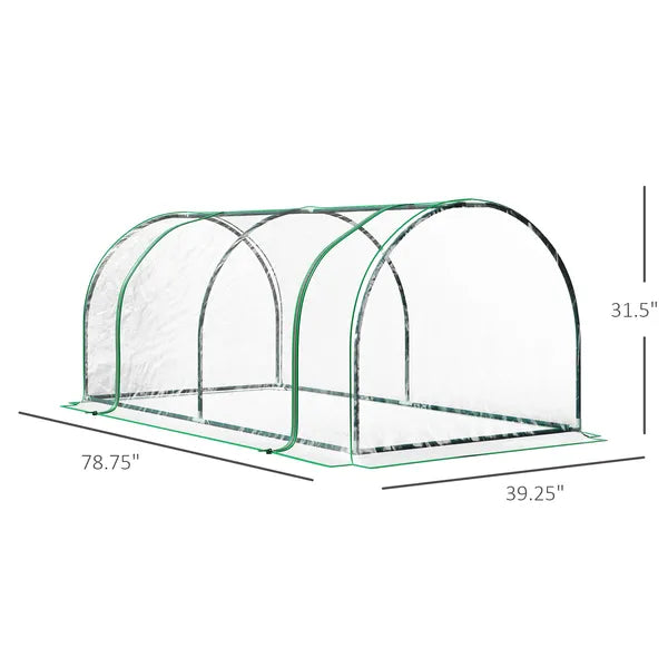Outsunny 6.6 x 3.3 x 2.6 Ft Mini Greenhouse with 4 Zippered Doors and PVC Cover - product image 3