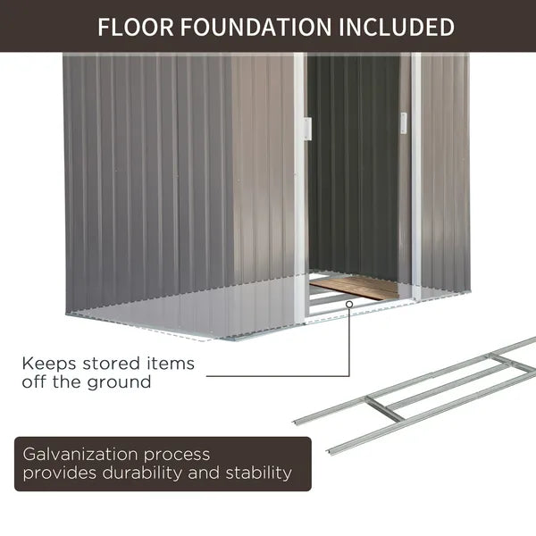 7 ft x 4 ft Garden Storage Shed Organizer, Outdoor Garden Utility Metal Storage Tool Shed for Patio Garden Yard, Gray/White - product image 5