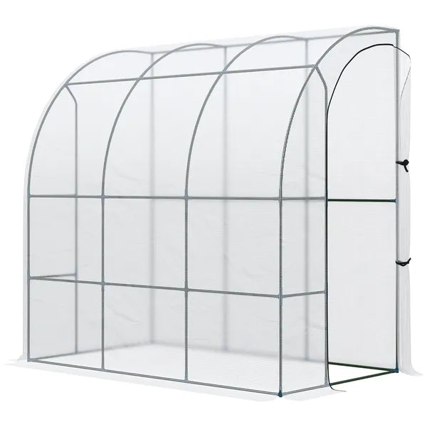 Outsunny 7' x 4' x 7' Outdoor Walk-In Greenhouse, Plant Nursery with Roll-up Door, and PE Cover, White - product image 11