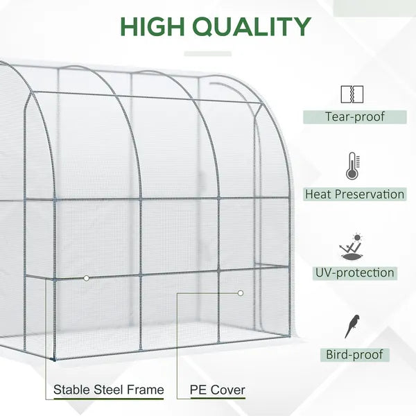 Outsunny 7' x 4' x 7' Outdoor Walk-In Greenhouse, Plant Nursery with Roll-up Door, and PE Cover, White - product image 4