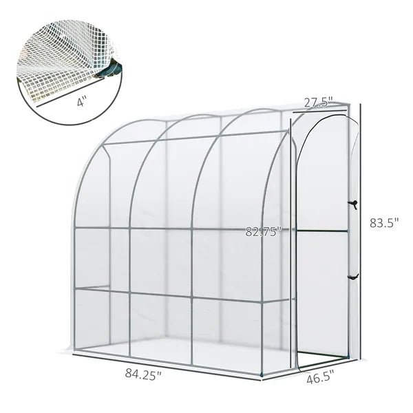 Outsunny 7' x 4' x 7' Outdoor Walk-In Greenhouse, Plant Nursery with Roll-up Door, and PE Cover, White - product image 3