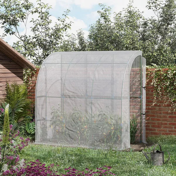 Outsunny 7' x 4' x 7' Outdoor Walk-In Greenhouse, Plant Nursery with Roll-up Door, and PE Cover, White - product image 10