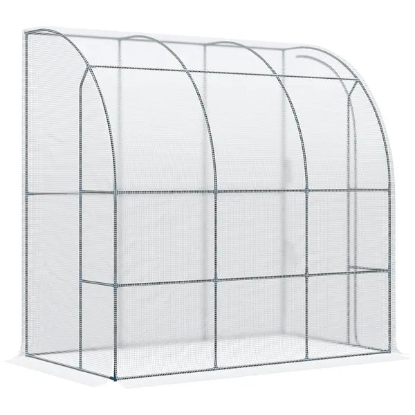 Outsunny 7' x 4' x 7' Outdoor Walk-In Greenhouse, Plant Nursery with Roll-up Door, and PE Cover, White - product image 1