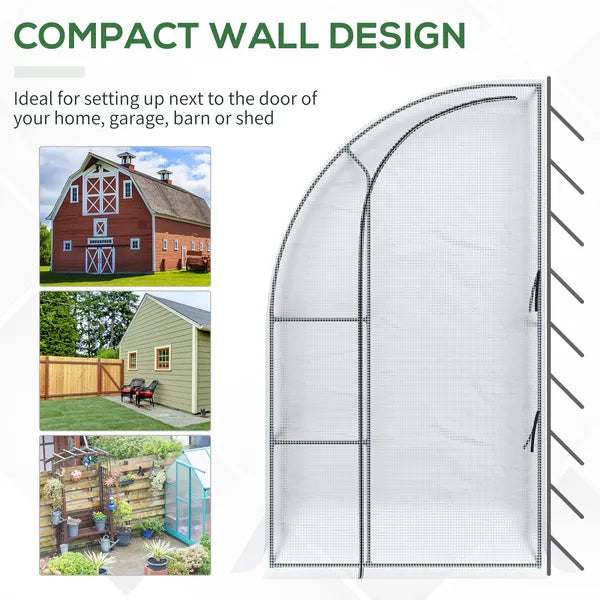 Outsunny 7' x 4' x 7' Outdoor Walk-In Greenhouse, Plant Nursery with Roll-up Door, and PE Cover, White - product image 5