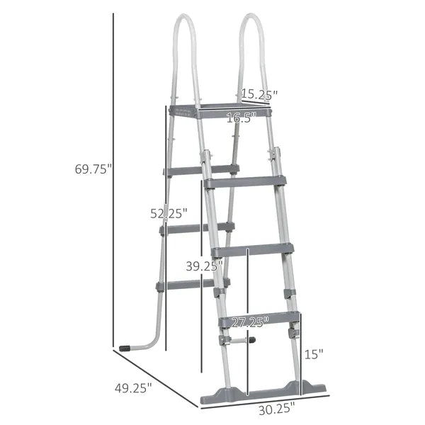 Outsunny 70" Above Ground Swimming Pool Ladder, A-Frame Deck Ladder with Top Platform, Non-slip Steps and Rounded Handrails for 48" Pool Wall Height - product image 3