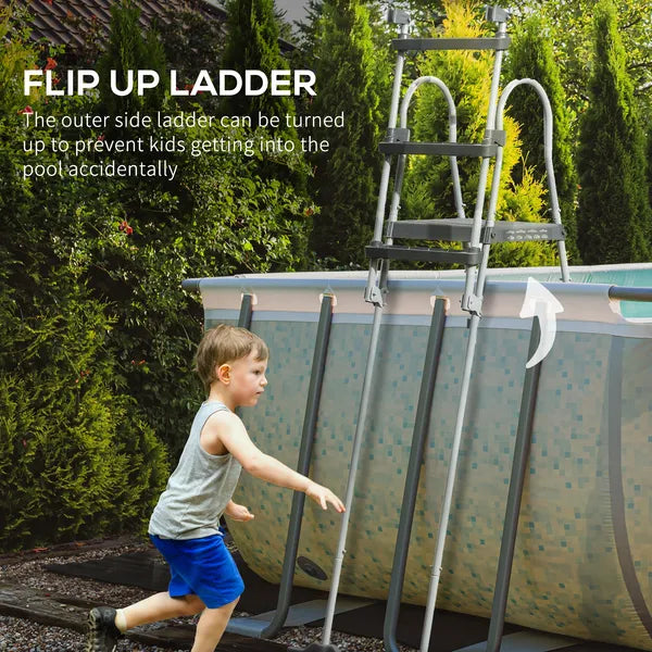 Outsunny 70" Above Ground Swimming Pool Ladder, A-Frame Deck Ladder with Top Platform, Non-slip Steps and Rounded Handrails for 48" Pool Wall Height - product image 6