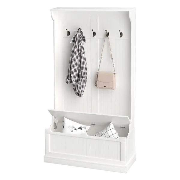 HOMCOM 71 Inch Hall Tree with Storage Bench, 3-In-1 Coat Rack, White Entryway Organizer - product image 11