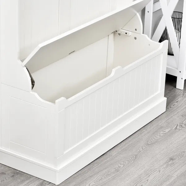 HOMCOM 71 Inch Hall Tree with Storage Bench, 3-In-1 Coat Rack, White Entryway Organizer - product image 9
