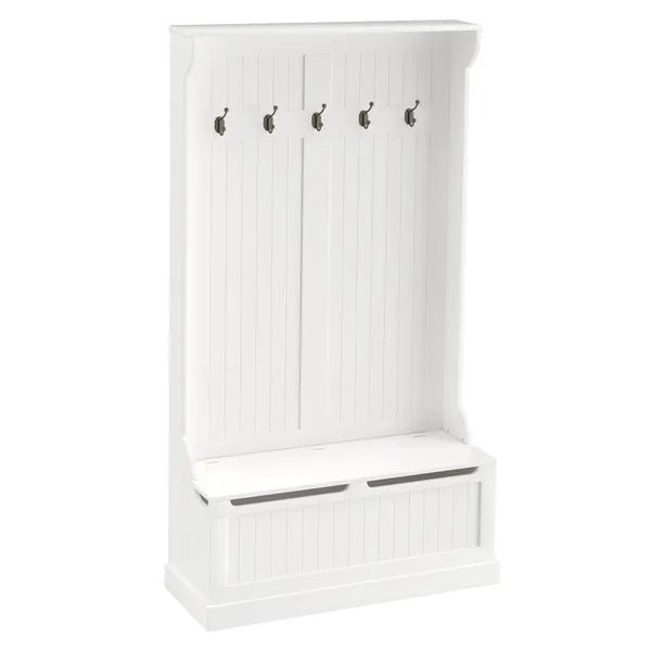 HOMCOM 71 Inch Hall Tree with Storage Bench, 3-In-1 Coat Rack, White Entryway Organizer - product image 12