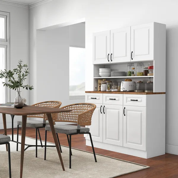 HOMCOM 71 Inch Kitchen Sideboard Cabinet with 3 Drawers, 6 Doors, 2-tier Countertop, Freestanding Buffet with Hutch, White - product image 10